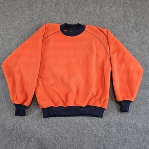 VTG Lands End Sweatshirt LG Crewneck Fleece Raglan Orange USA 90s Boxy Halloween